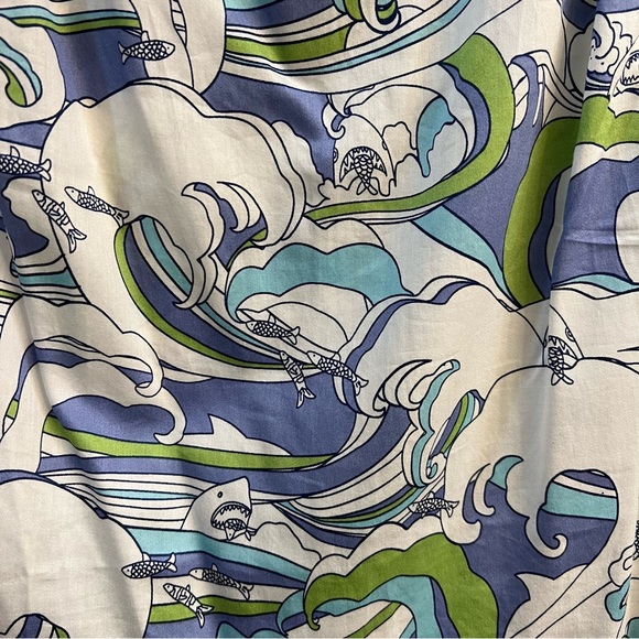 ModCloth Smock Dress Gathering Wildflowers Sharks & Waves - Picture 3 of 5